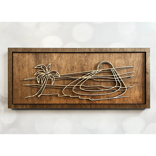 Beach Scene Doodle Art Sign