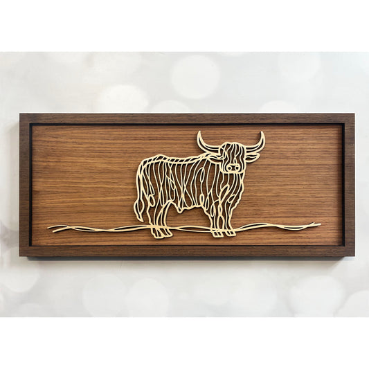 Highland Cow Doodle Art Sign