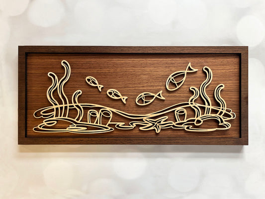 Underwater Scene Doodle Art Sign