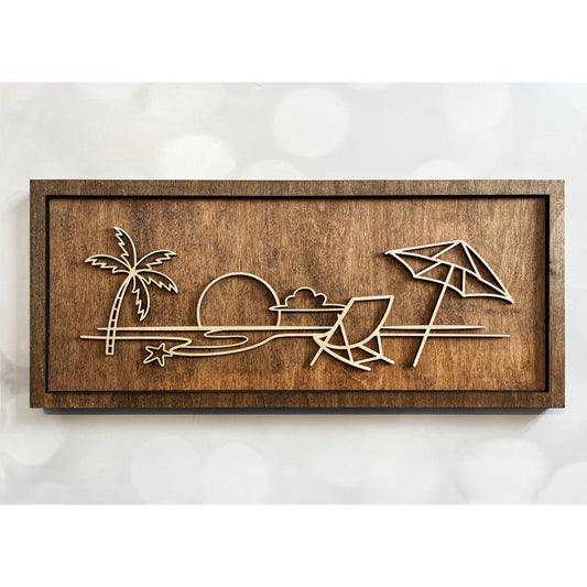 Beach Scene Doodle Art Sign