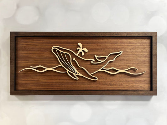 Blue Whale Line Art Sign