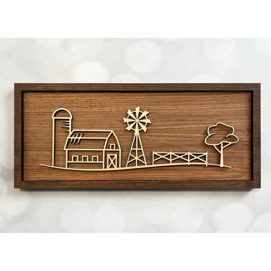 Farm Scene Line Art Sign