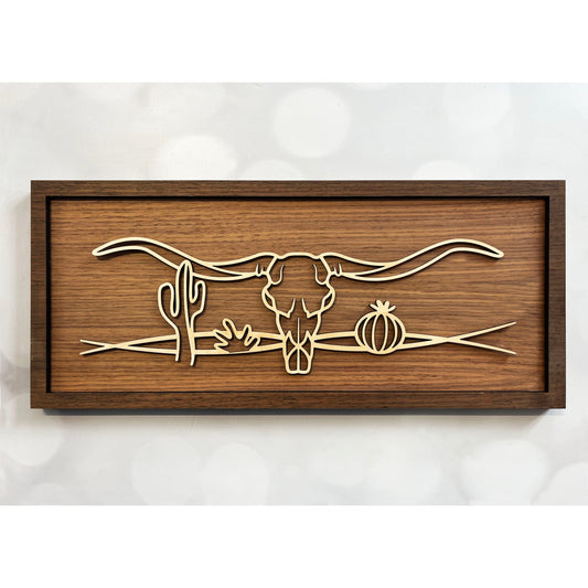 Longhorn Skull Line Art Sign