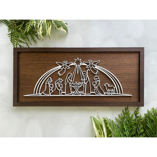 Christmas Nativity Line Art Sign