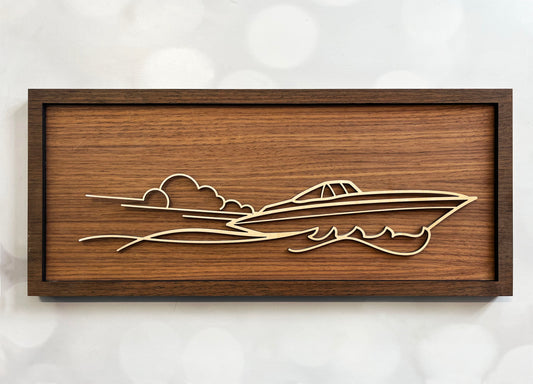 Powerboat Line Art Sign