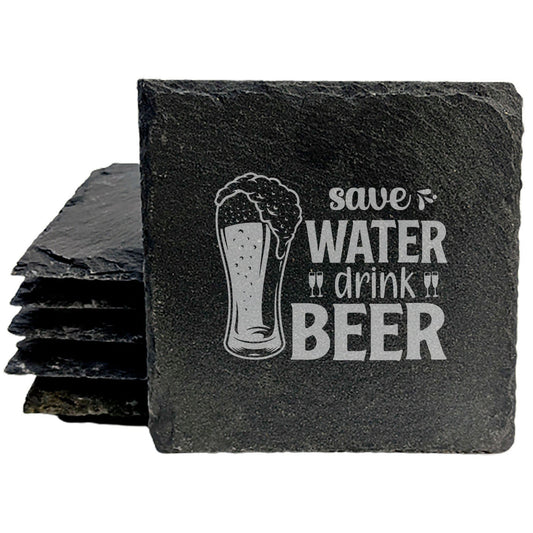 H2Nope! Save Water, Drink Beer Coasters (Funny)