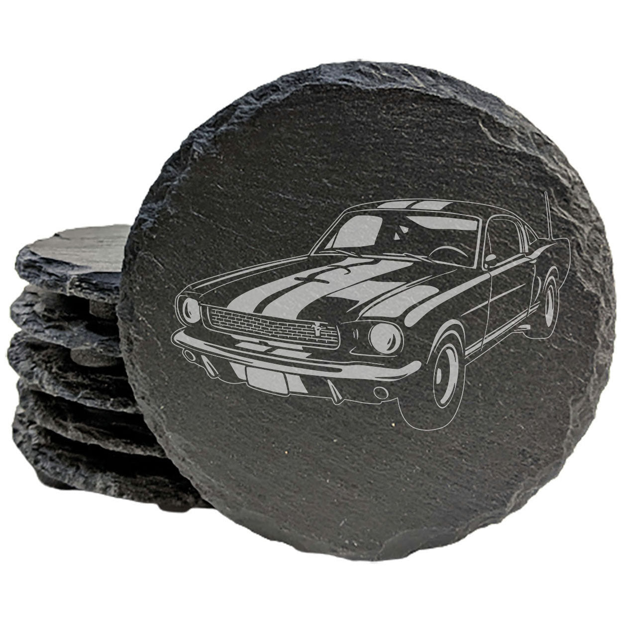 1966 Shelby GT350 Design Rustic Gray Slate Coasters Set of 4 - Laser Etched, Hand Drawn Style, Perfect All-Occasion Gifts for Holidays, Birthdays, Housewarming - Made in Oregon USA by Small Business