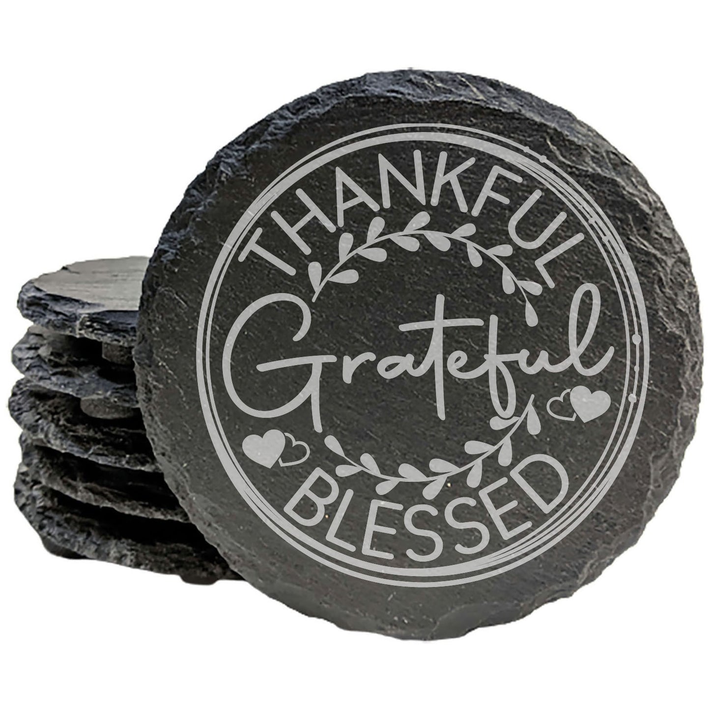 A Heart of Thanks: Thankful, Grateful, Blessed Coasters