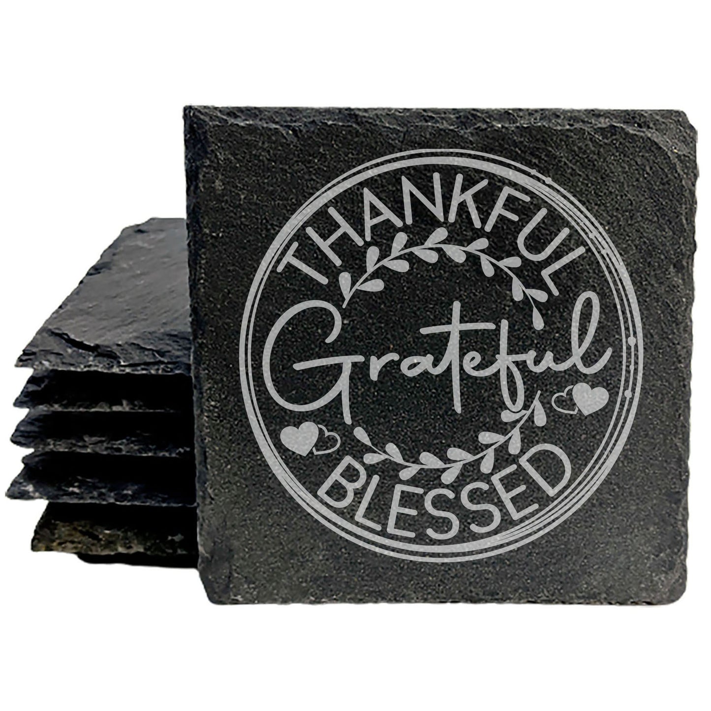 A Heart of Thanks: Thankful, Grateful, Blessed Coasters
