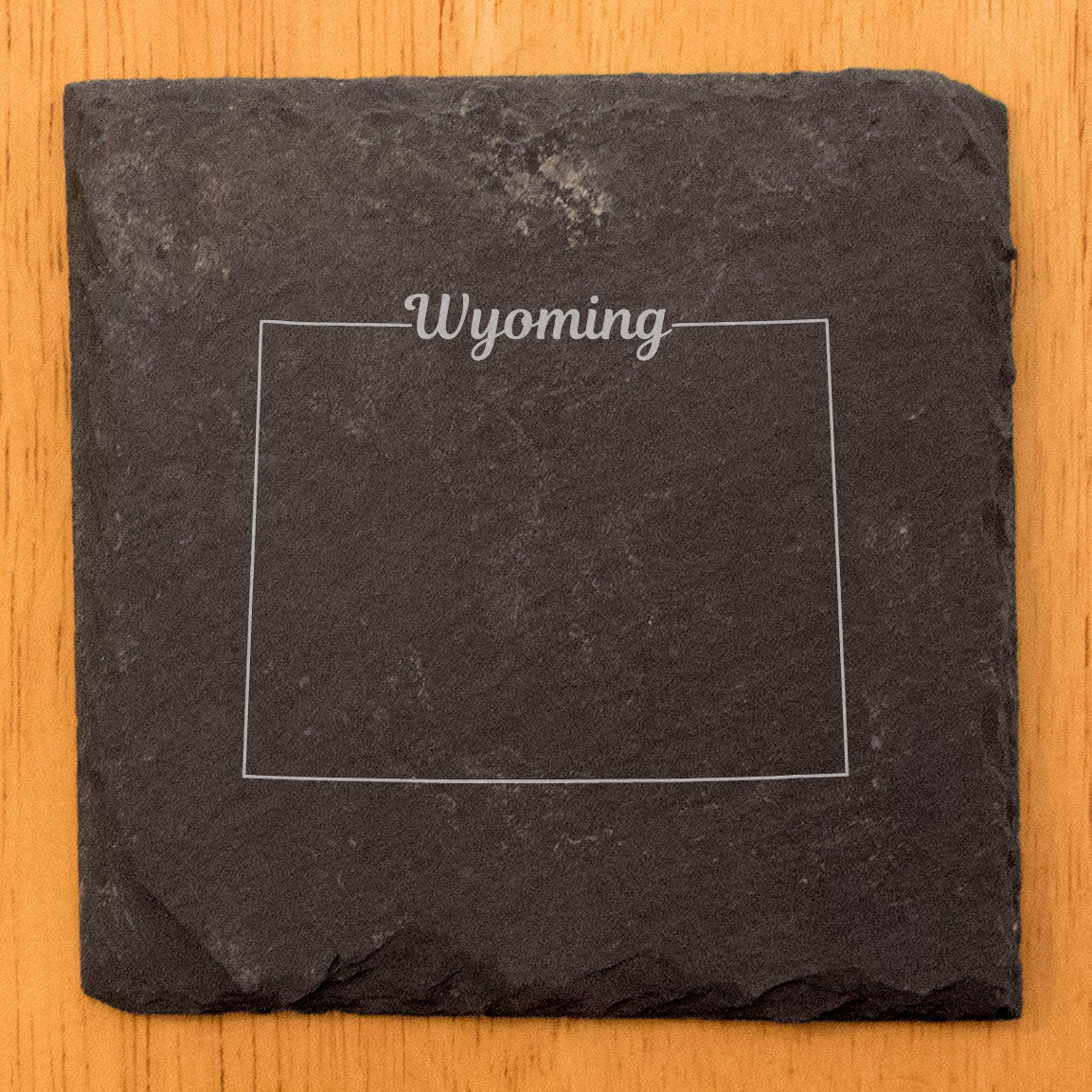 Rustic Slate Coasters Set of 4, Round 4" with Wyoming State Outline Design, Perfect for Holidays, Birthdays, Housewarming Gifts, She-Shed or Man Cave, Made in Oregon, USA by Small Business