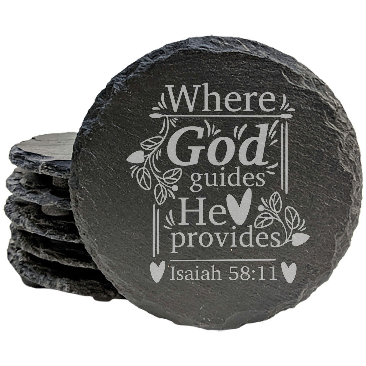 Faith and Hope: Laser Etched Trust His Guidance: Isaiah 58:11 Coasters for Christians