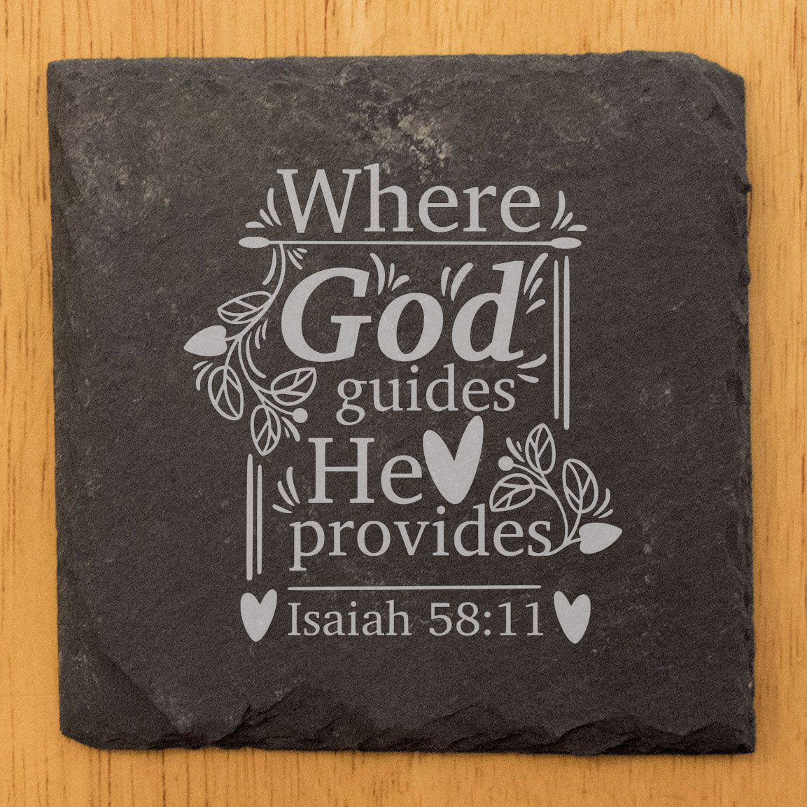 Faith and Hope: Laser Etched Trust His Guidance: Isaiah 58:11 Coasters for Christians