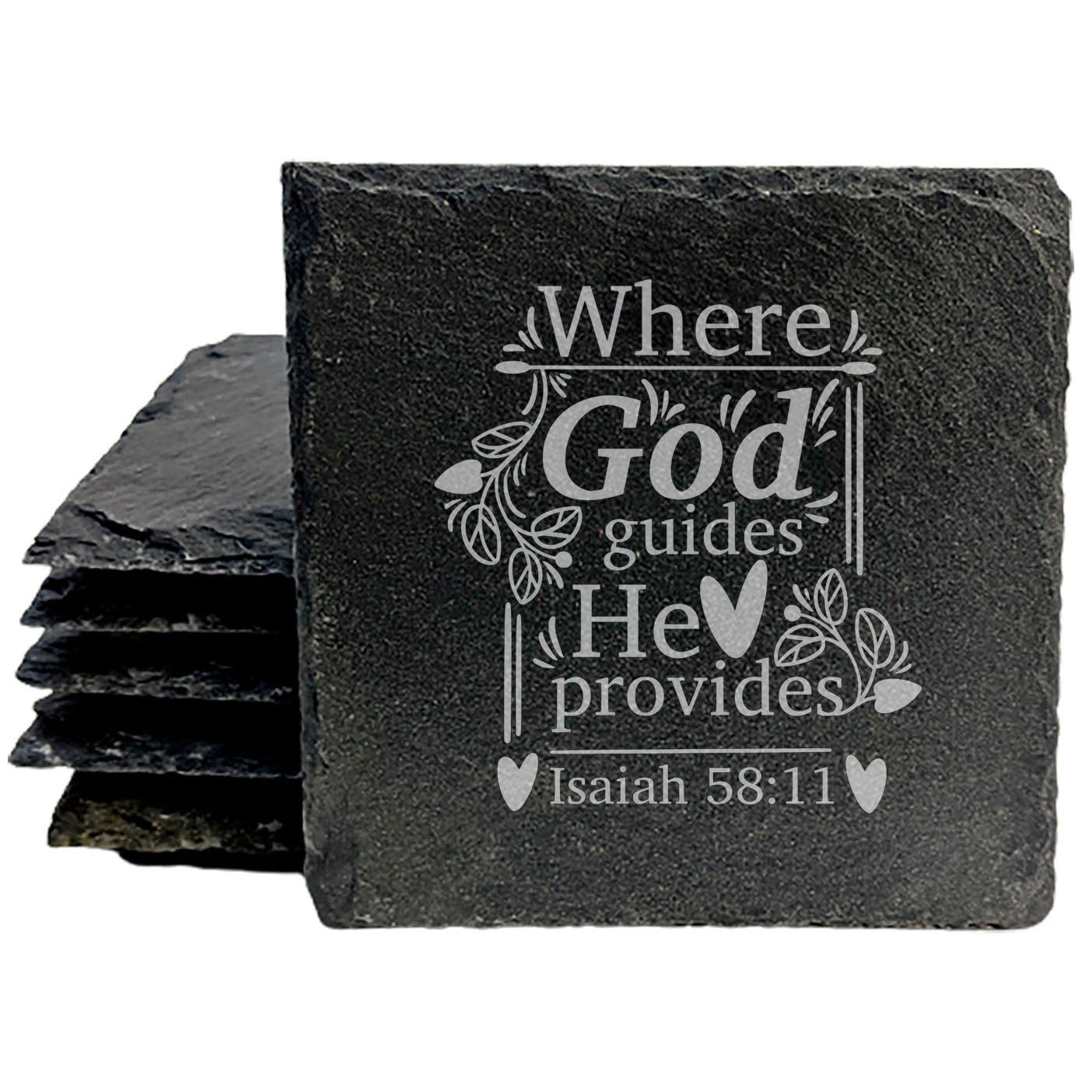 Faith and Hope: Laser Etched Trust His Guidance: Isaiah 58:11 Coasters for Christians