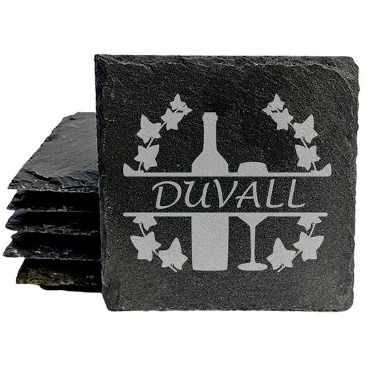 Vine &amp; Glass: Personalized Slate Coasters for Wine Lovers