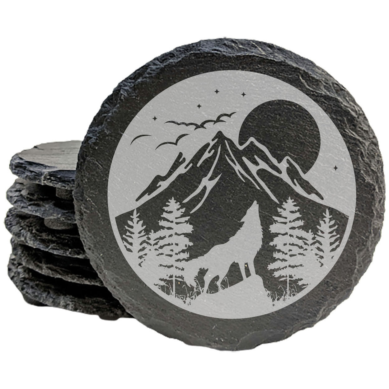 Wolf's Call: Howling at the Moon Coasters (Forest Night Scene)