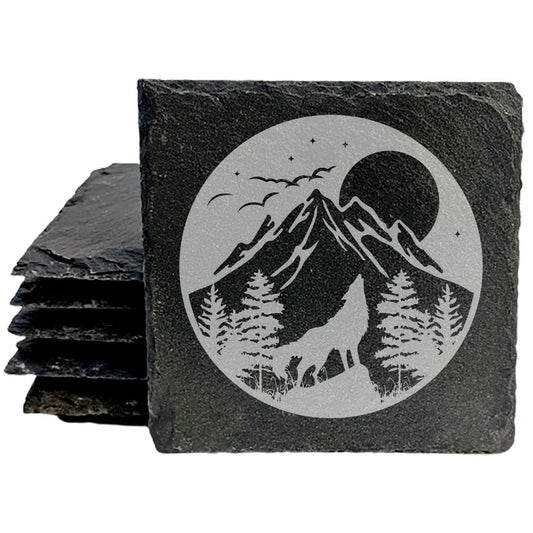 Wolf's Call: Howling at the Moon Coasters (Forest Night Scene)