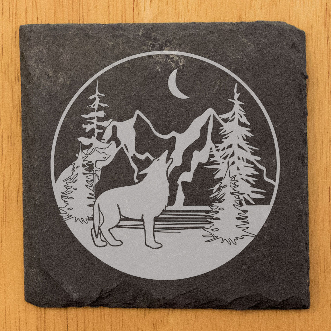 Wilderness Symphony: Forest &amp; Wolf Coasters for Your Table