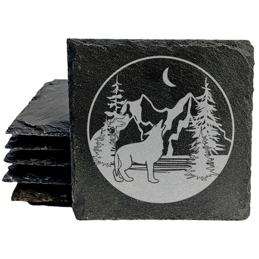 Wilderness Symphony: Forest &amp; Wolf Coasters for Your Table