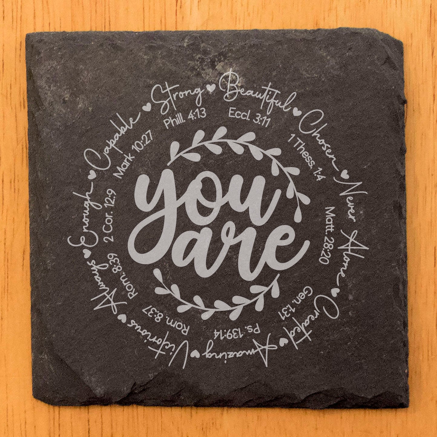 Faith and Hope: Laser Etched Positive Affirmation Coasters